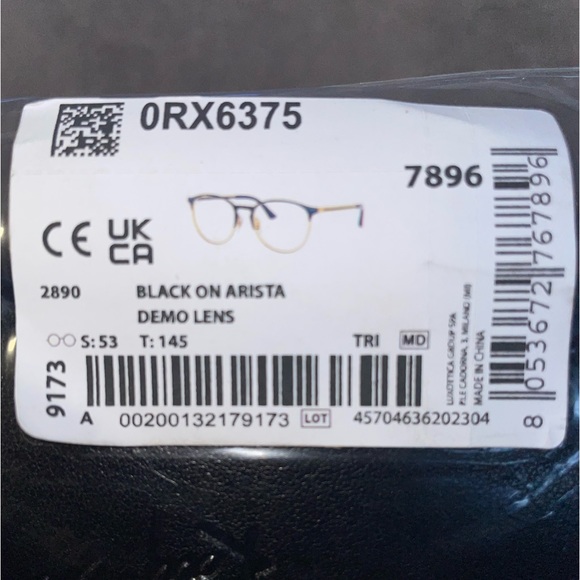 Ray-Ban RX6375 Eyeglasses. Black & Gold Frames with demo lenses - Picture 6 of 6